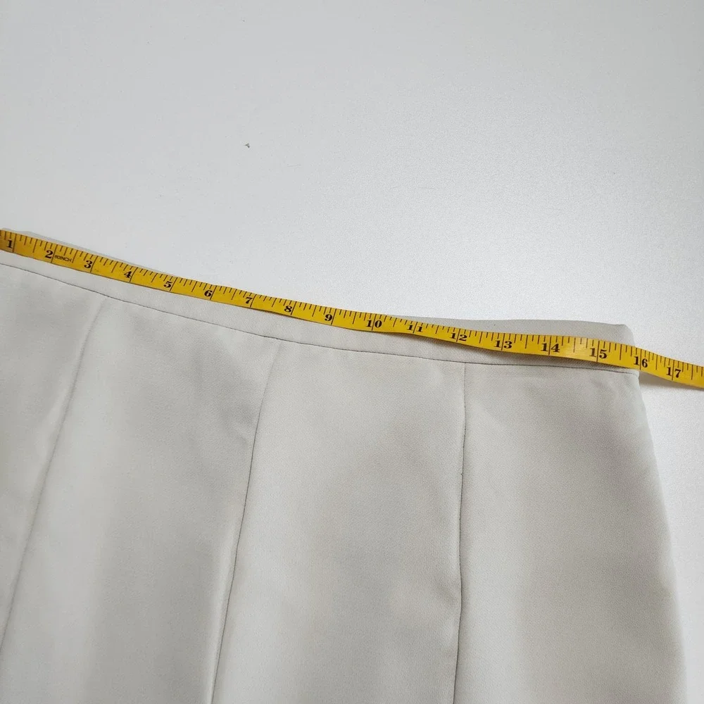 Talbots Womens Flounce Hem Skirt‎ Size 10 Ivory Cream Side Zip Lined Career Wear